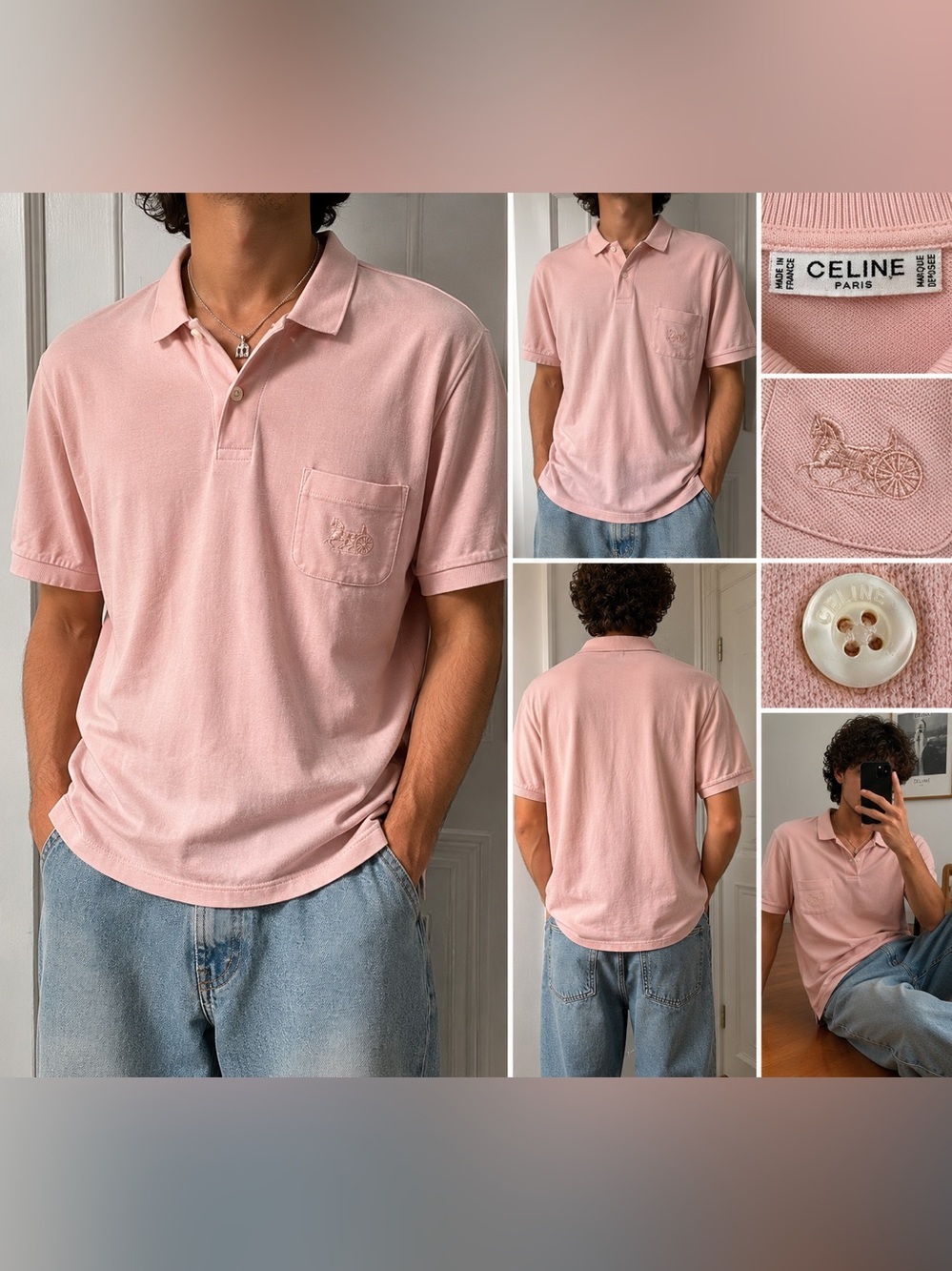 Vintage Céline Triomphe Polo Shirt PTP 24”
